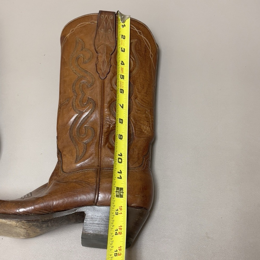 Vintage SAS Bootmaker Cowboy Boots Men 9B Brown Leather Western Rodeo Shoes‎ USA - Picture 14 of 16